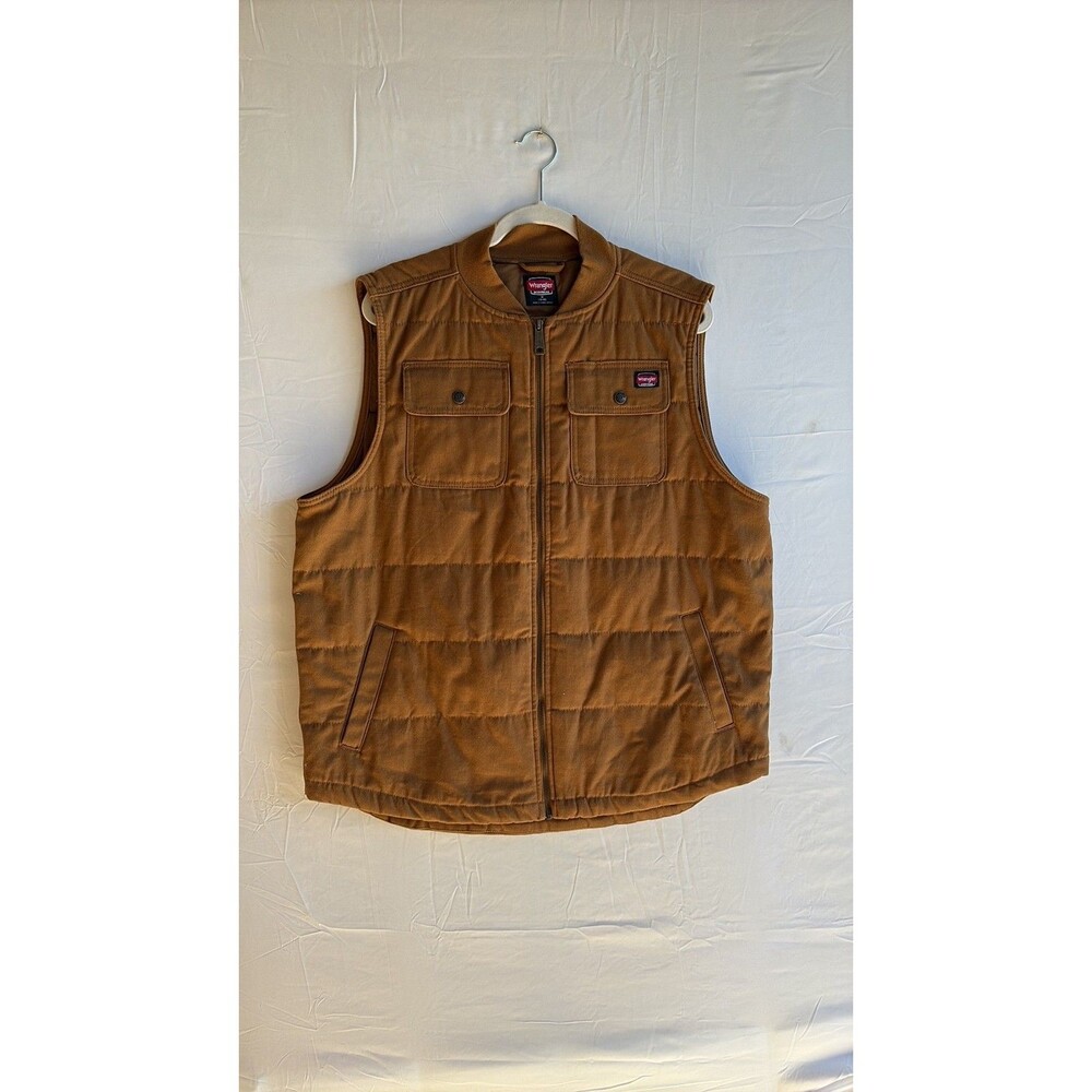 Wrangler Workwear Men's Quilted Canvas Vest - Brown - Medium